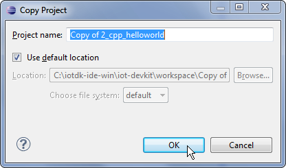 Copy/paste project dialog