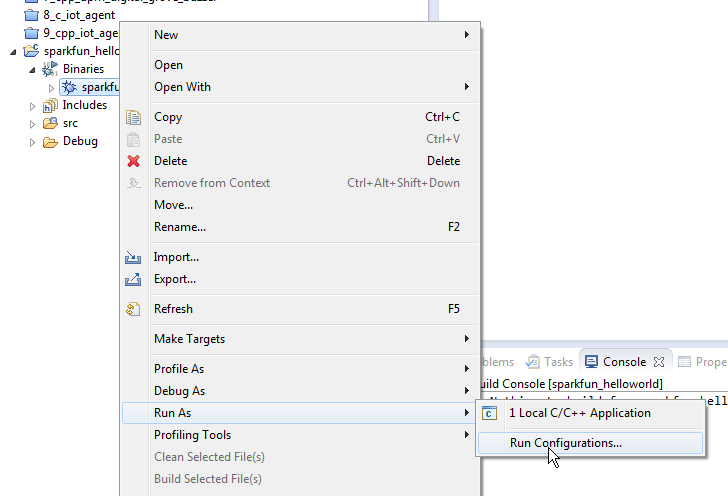Contextual menu for the binary you just build