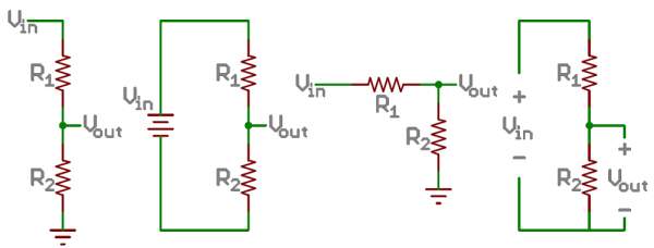 Examples of voltage divider schematics