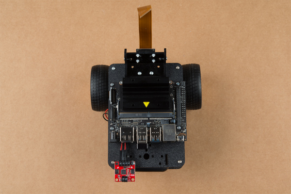 JetBot with the Edimax wireless adapter plugged in.