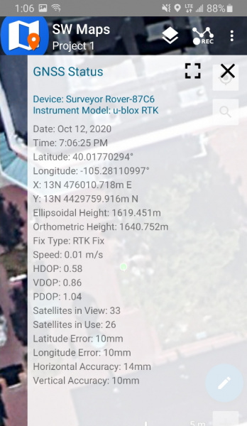 SW Maps with RTK Fix