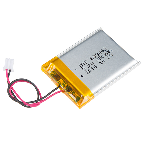 Lithium Ion Battery - 850mAh - PRT-13854 - SparkFun Electronics