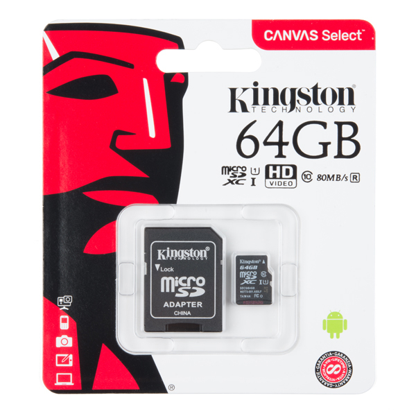 microSD Card with 80MB/s transfer speed