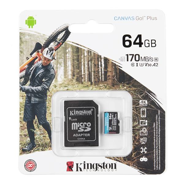 microSD Card with 170MB/s read speeds and 70MB/s write speeds