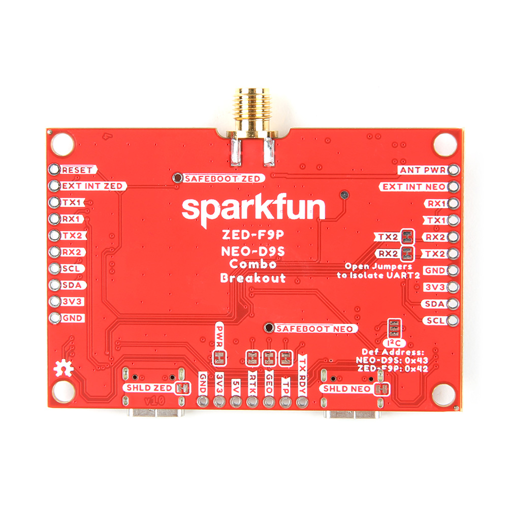 SparkFun GNSS Combo Breakout - ZED-F9P, NEO-D9S (Qwiic)