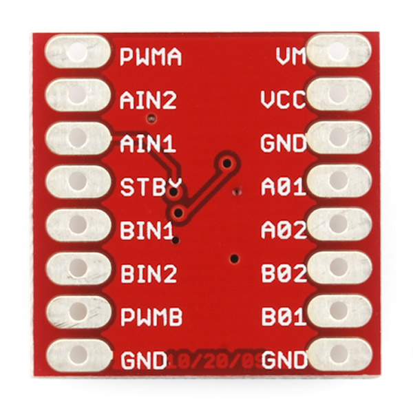 The SparkFun Motor Driver Breakout, view of reverse side