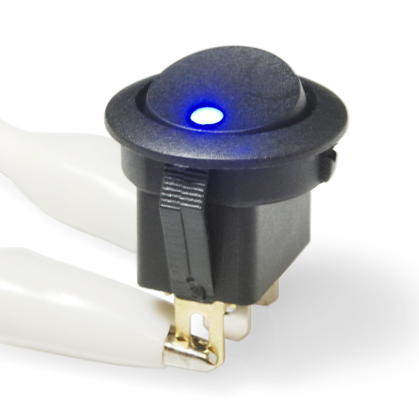 Rocker Switch - Round w/ Blue LED