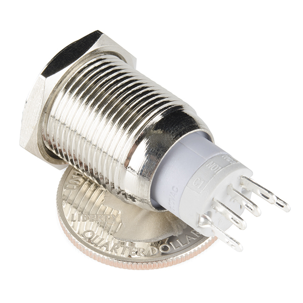 Silver Latching 16mm Srcrew Terminal Push Button Waterproof Momentary Switch 
