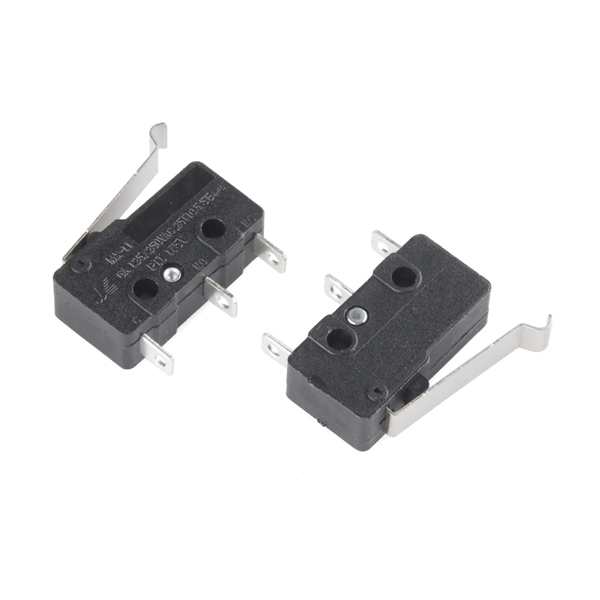 simulated roller SPDT Microswitch, D2F, V5 2x Mini Micro Switch R shaped Lever 