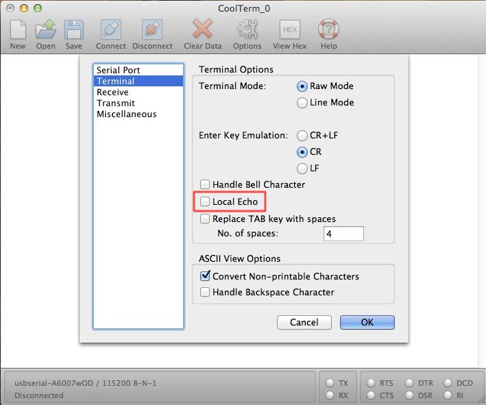 raspbian serial terminal program to send text file