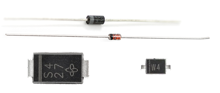 Quelques vraies diodes et leurs marquages ​​cathodiques