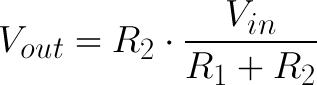 Voltage divider equation! Vout = R2 * (Vin/(R1+R2))