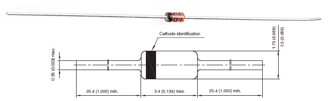 Hình ảnh 1N4148 cộng với bản vẽ cơ khí