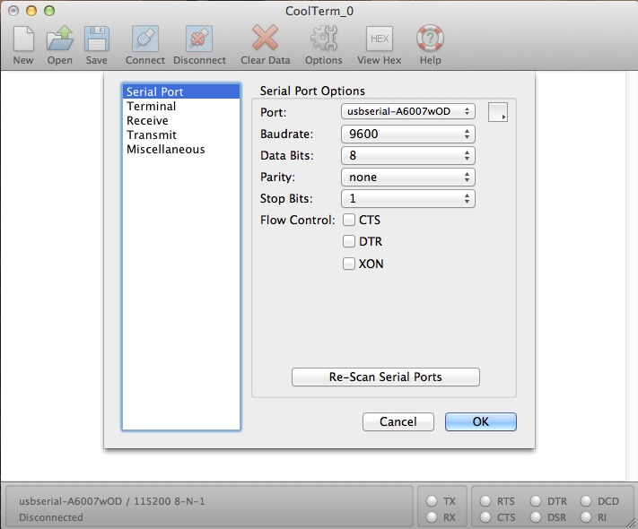 serial terminal program to change vin