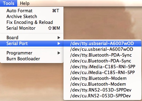 arduino serial port settings