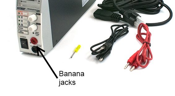 Variable power supply with banana plugs