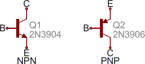 NPN and PNP BJT symbols