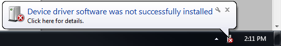 Driver install failed
