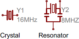 Crystal and resonator symbols