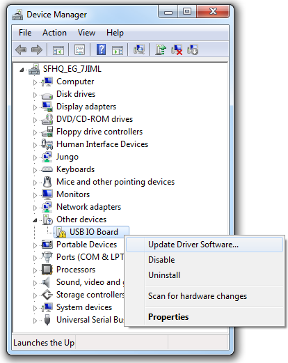 Updating driver in device manager