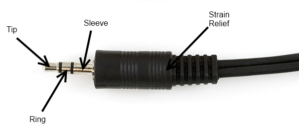 1/8" Headphone jack showing strain relief