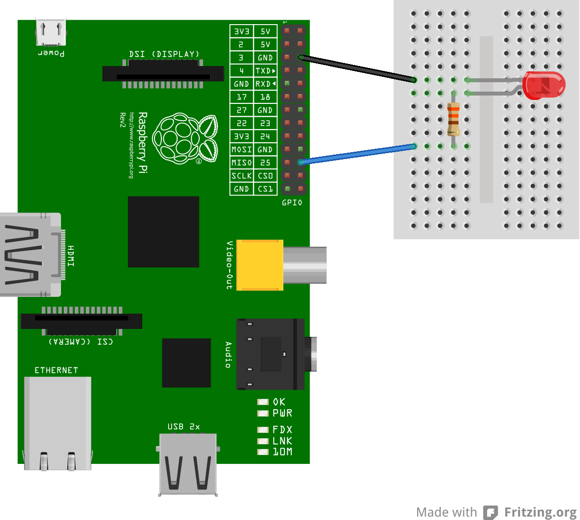 Resultado de imagen de connecting raspberry pi to led