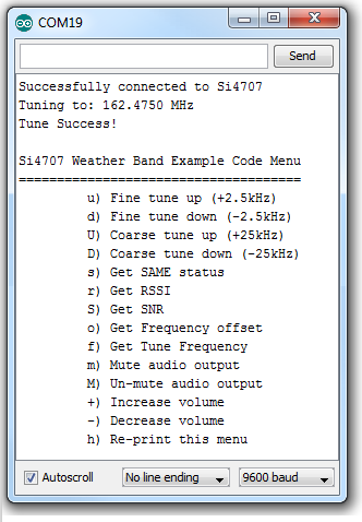 Serial monitor config menu