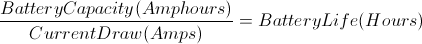ekvationen för beräkning av batterilivslängd