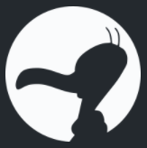 buzzard logo, the shadow of a cartoon buzzard against a grey circle; an obvious nod to the EAGLE logo