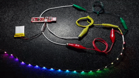 gif of prototyped pretty rainbow LEDs