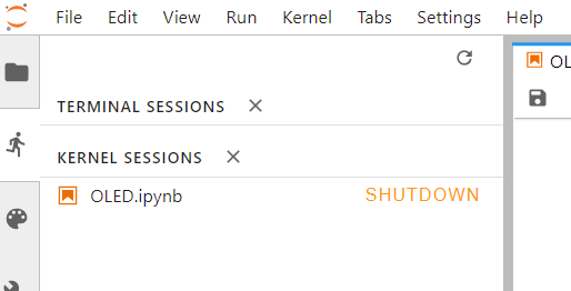 Screenshot showing SHUTDOWN for Jupyter Notebooks