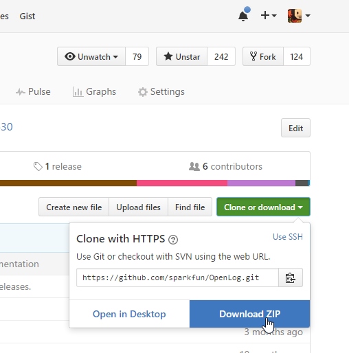 Download button in github