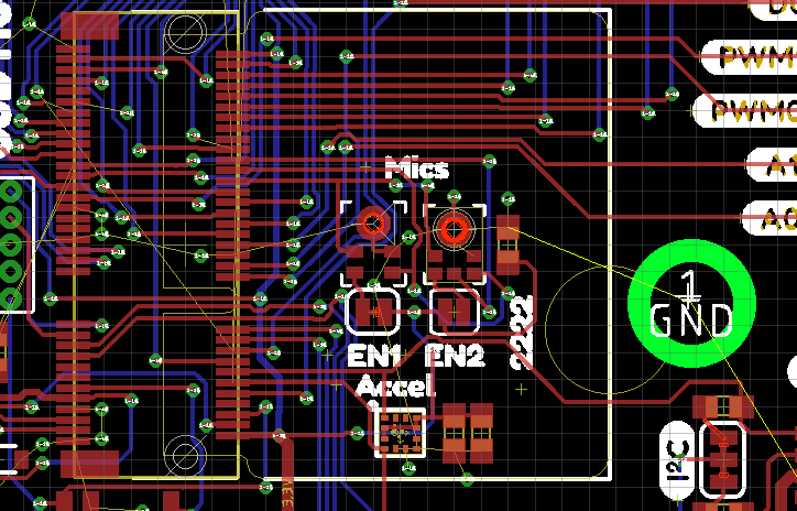 Eagle layout of board with SMD reflowable standoff highlighted