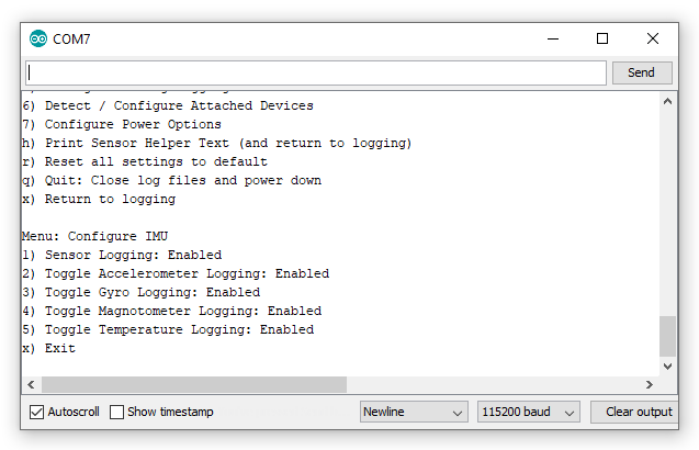 Configure IMU Logging