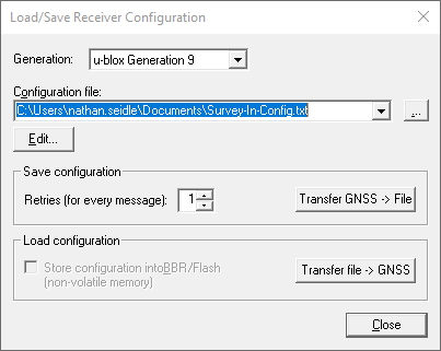 Saving a configuration file