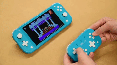 Gif playing Zelda on the Switch Lite with the Lite Controller