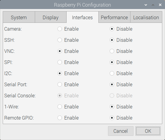 Enable I2C Raspberry Pi Configuration