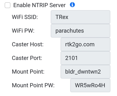 Configuring NTRIP Server settings via WiFi Config AP