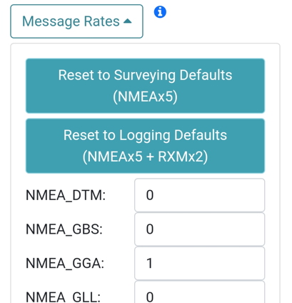 NMEA message configuration