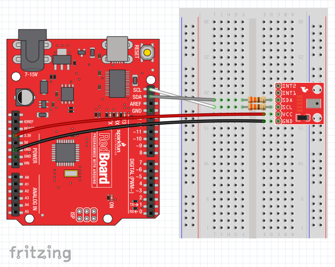 arduino read accelerometer data wire library