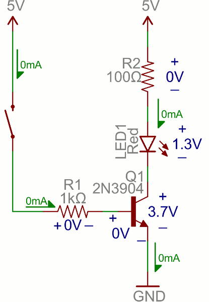 Switching an LED with a transistor