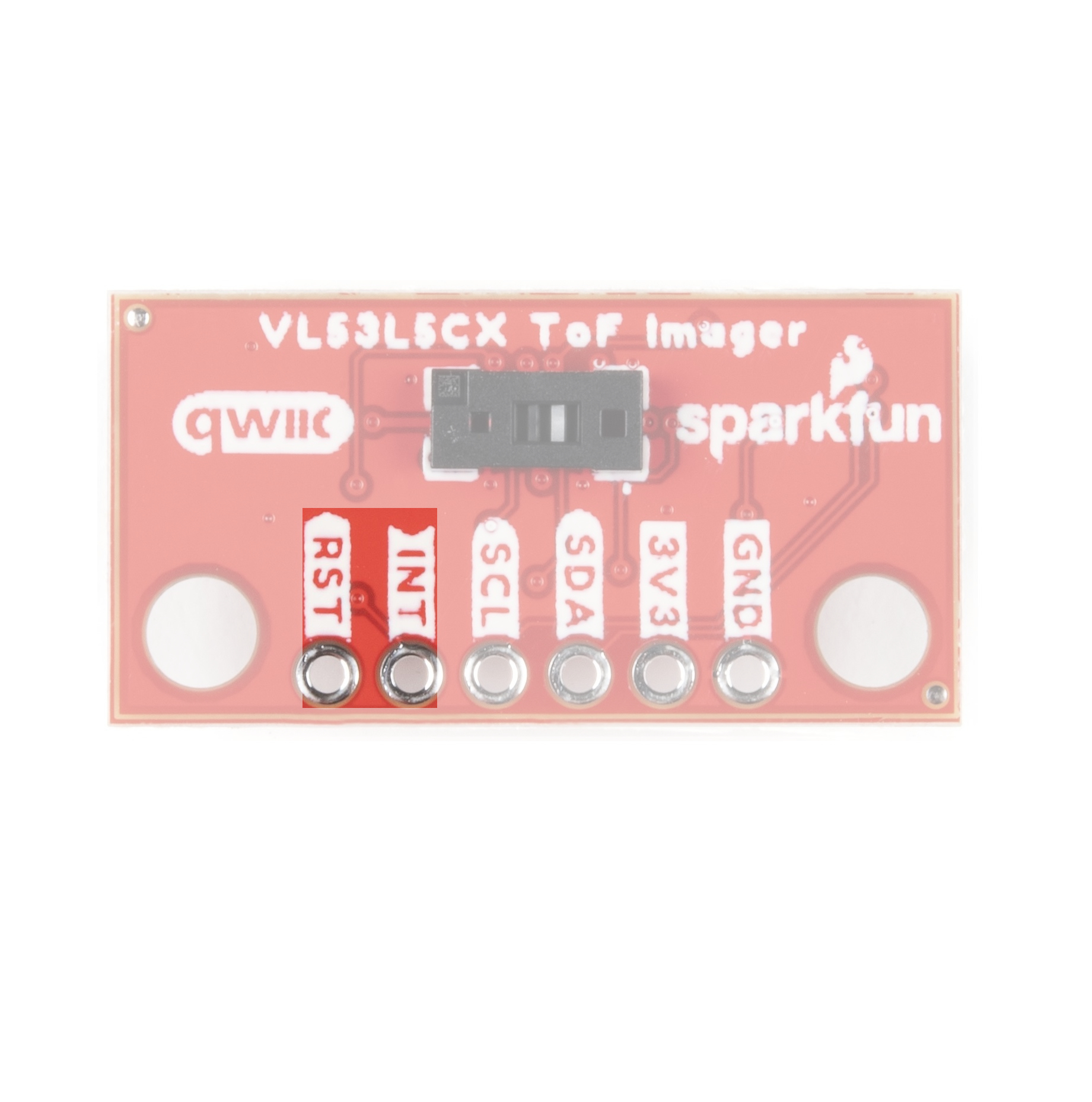 Interrupt and Reset are the two pins on the far left on the bottom side of the front of the board