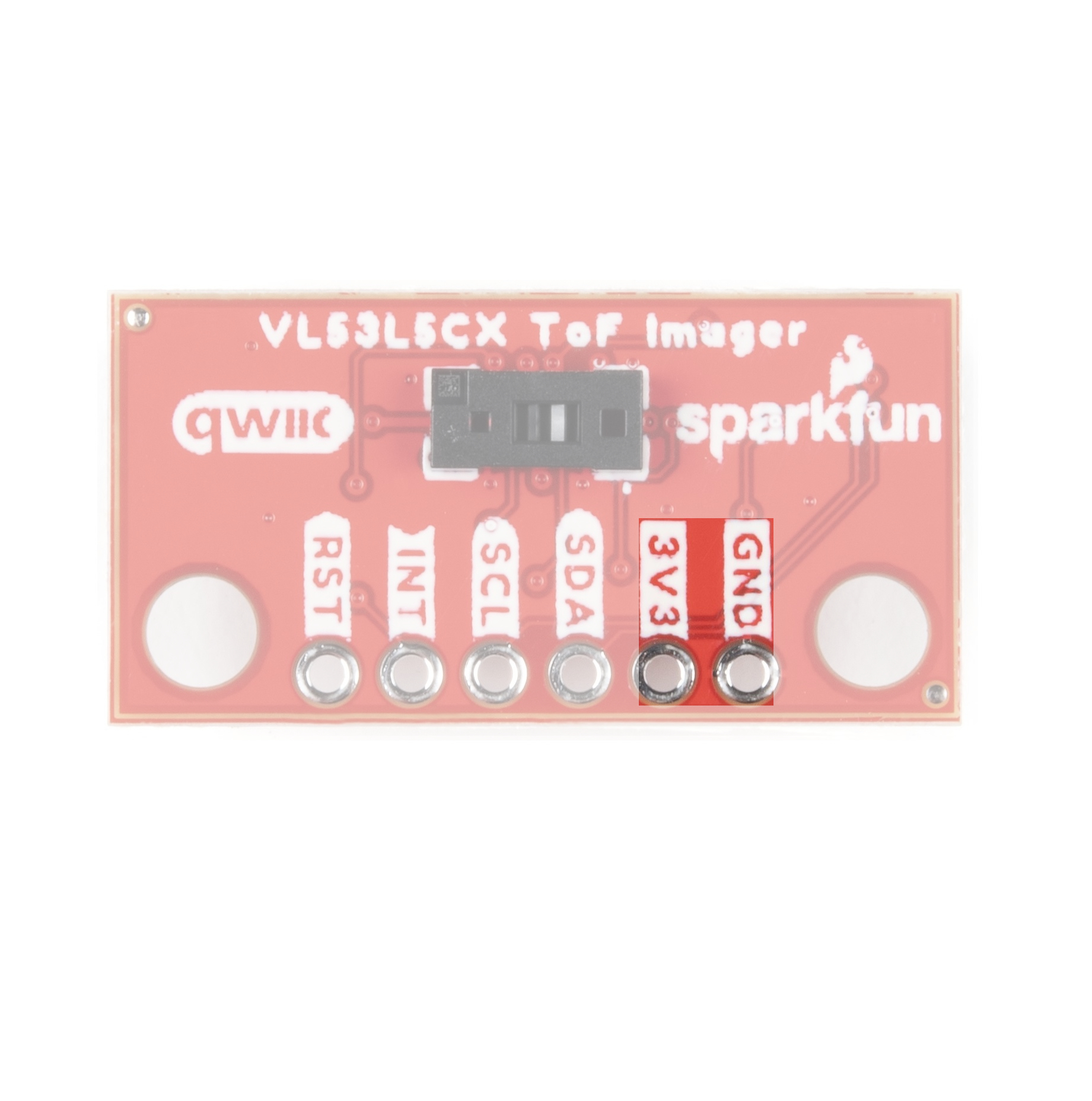 First two pins from the right on the bottom of the front side of the board are Ground and 3V3.