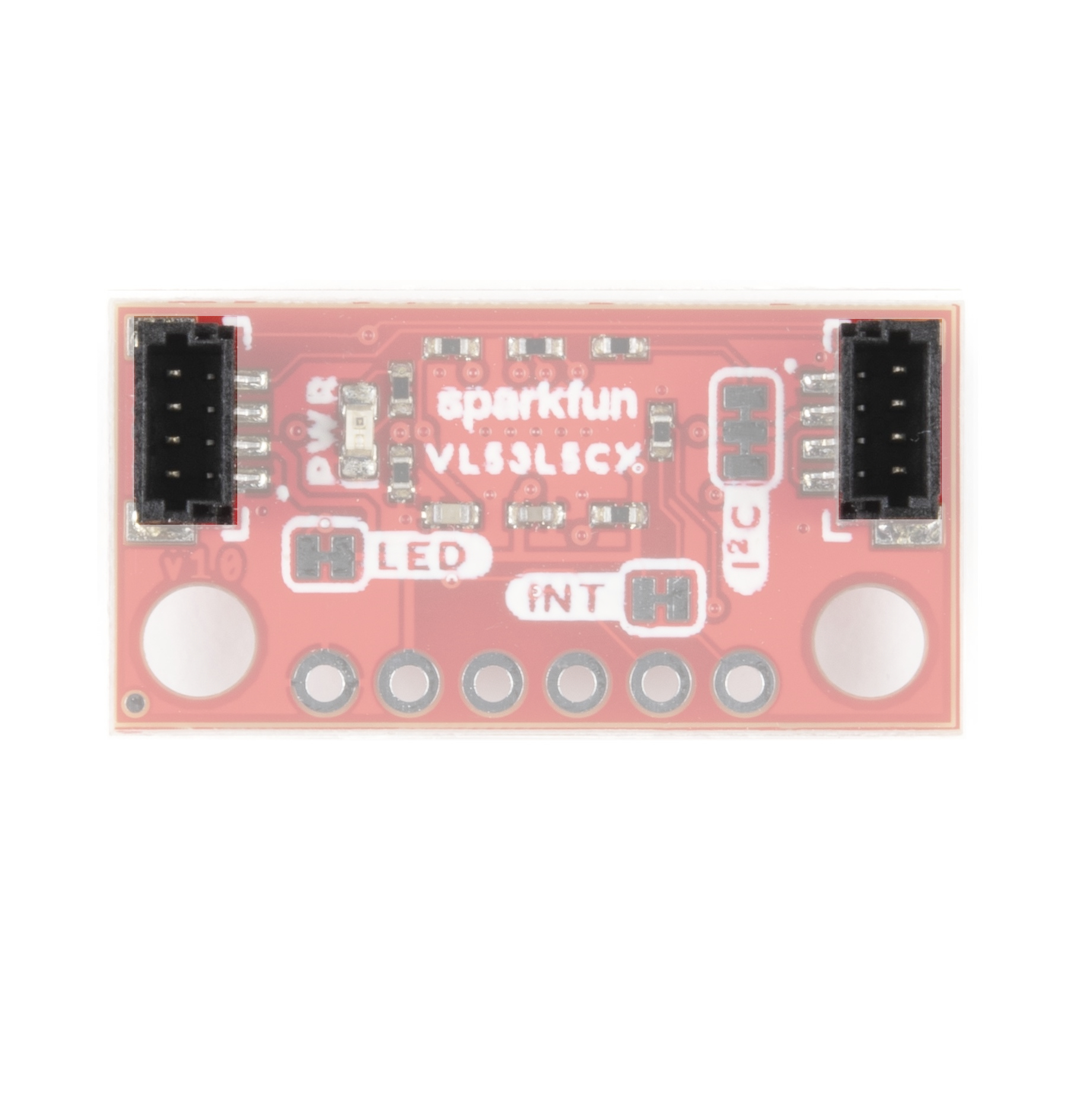 Qwiic connectors live on either side of the back side of the board (left and right).