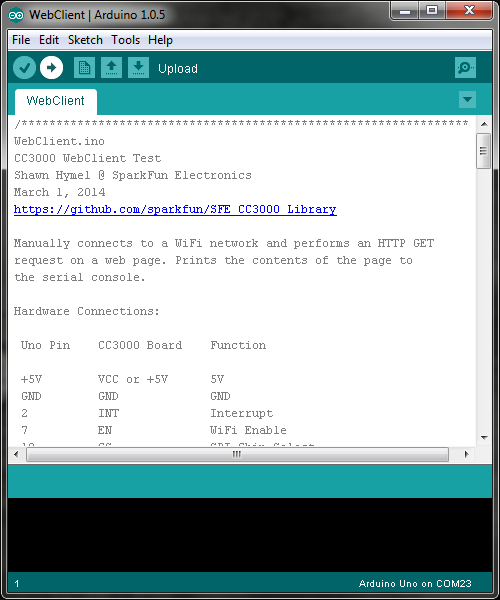 Upload WebClient to Arduino