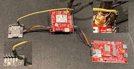 Pictured is the Qwiic Sound Trigger connected to the ZED-F9P and Micro Mod data logging carrier board