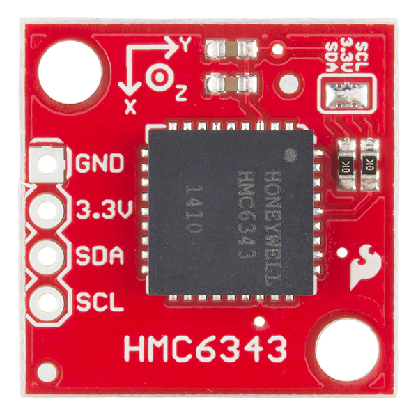 Top down view of the HMC6343 breakout board