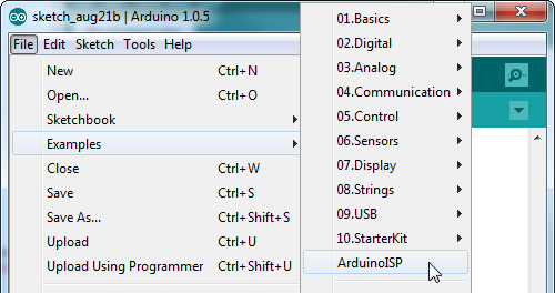 Open Arduino ISP