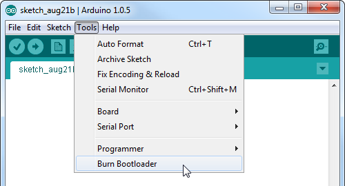 Burn bootlaoder in Arduino