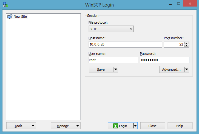 WinSCP SSH example